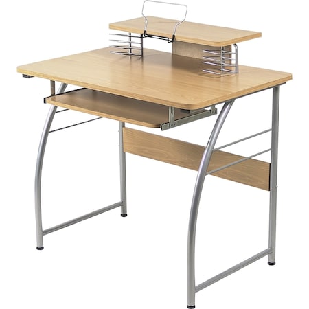Lorell Computer Desk with Upper Shelf, 23.6" x 35.4" x 35.2", Maple LLR14337